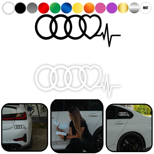 Naklejka Audi Serce Tętno na samochód na auto KOLOR