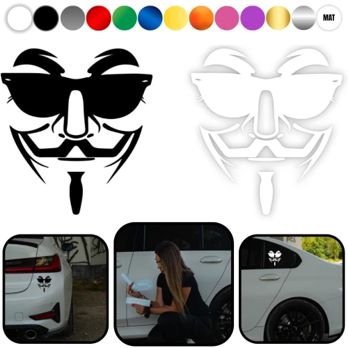 Naklejka ANONYMUS na samochód na auto - KOLOR