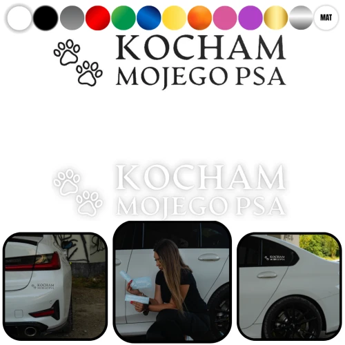 Kocham Mojego Psa ŁAPY W01 - na samochód na auto KOLOR
