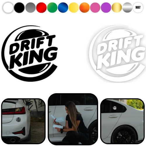 Naklejka DRIFT KING W01 na samochód na auto KOLOR