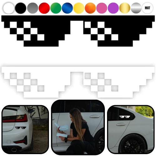 OKULARY - Naklejka na samochód na auto KOLOR 