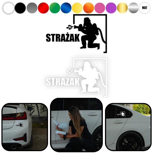 Naklejka Straż STRAŻAK W02 na samochód na auto KOLOR 