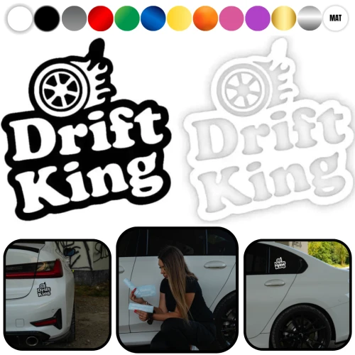 Naklejka DRIFT KING W05 na samochód na auto KOLOR  