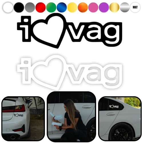 I Love VAG - Naklejka na samochód na auto KOLOR  