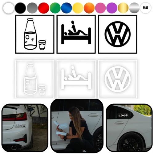 DRINKING FUCKING VW - Naklejka na samochód na auto KOLOR  