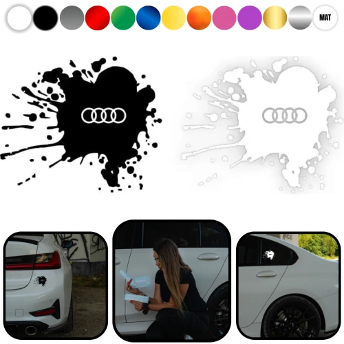 Naklejka PLAMA Audi Logo na samochód na auto - KOLOR