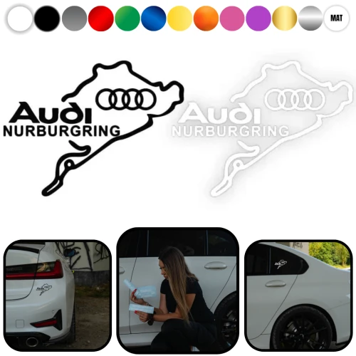 Naklejka AUDI Sport Nurburgring na samochód na auto KOLOR
