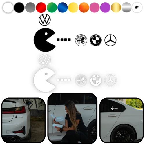 Naklejka PACKMAN |Alfa-BMW-Mercedes| na samochód na auto KOLOR