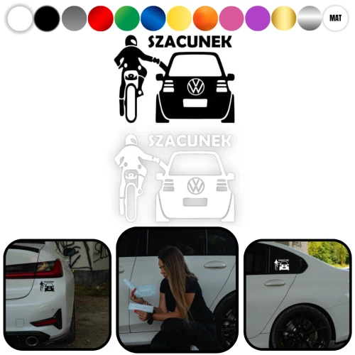 SZACUNEK DLA VW - Naklejka na samochód na auto KOLOR