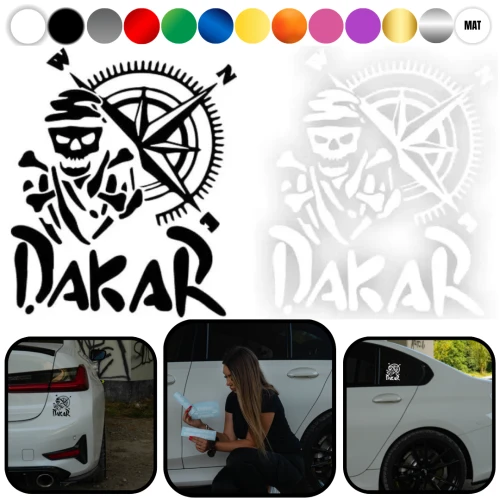 DAKAR z Różą Wiatrów KOMPAS - Naklejka na samochód na auto KOLOR