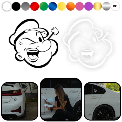 POPEYE Papaj - Naklejka na samochód na auto KOLOR