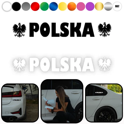 POLSKA ORZEŁ - Naklejka na samochód na auto KOLOR