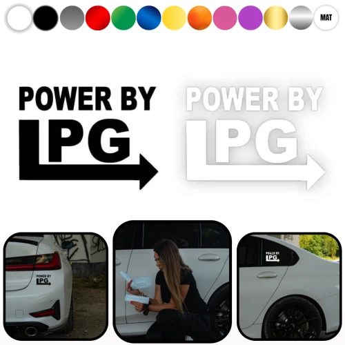 POWER BY LPG - Naklejka na samochód na auto KOLOR