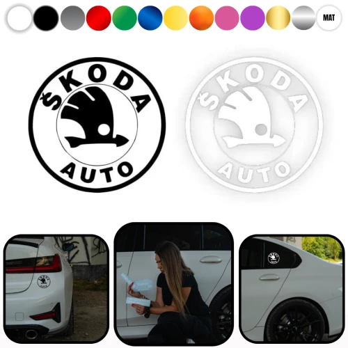 SKODA Logo - Naklejka na samochód na auto KOLOR
