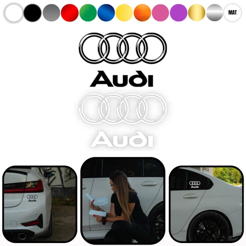 Naklejka AUDI Logo W01 na samochód na auto KOLOR