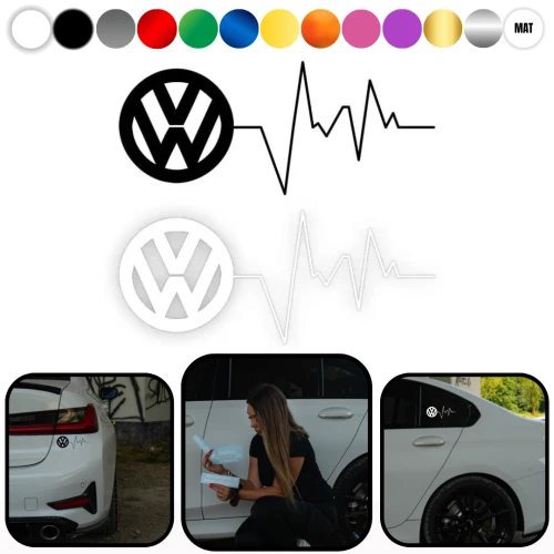 LINIA ŻYCIA VW - Naklejka na samochód na auto KOLOR  