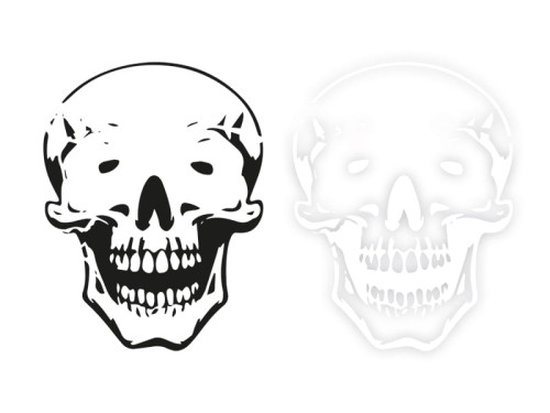 ZŁA CZASZKA SKULL CZACHA Z ZĘBAMI - Naklejka na samochód na auto KOLOR