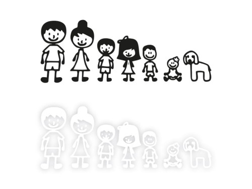 RODZINA Dzieci w Aucie - Naklejka na samochód KOLOR