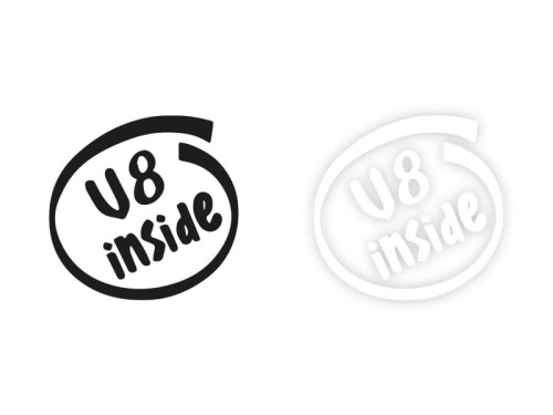 V8 inside - Naklejka na samochód na auto KOLOR