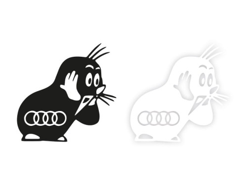 KRECIK Z LOGO AUDI - Naklejka na samochód na auto KOLOR