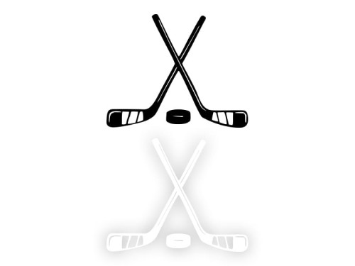 SKRZYŻOWANE KIJE HOKEJOWE I KRĄŻEK - Naklejka na samochód na auto KOLOR