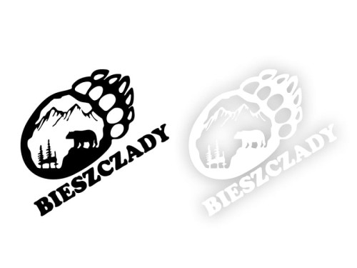 BIESZDZADY Ślad Niedźwiedzia Góry Las - Naklejka na samochód na auto KOLOR