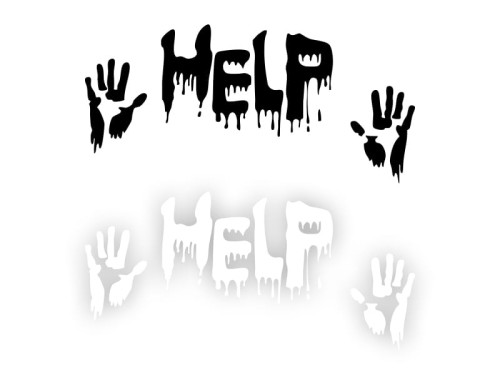 Krwawe ręce HELP - Naklejka na samochód na auto KOLOR