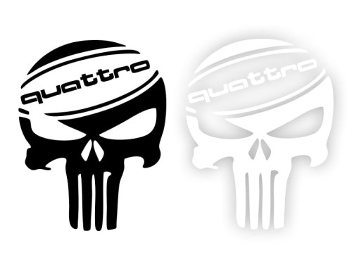 quattro PUNISHER CZASZKA - Naklejka na samochód na auto KOLOR