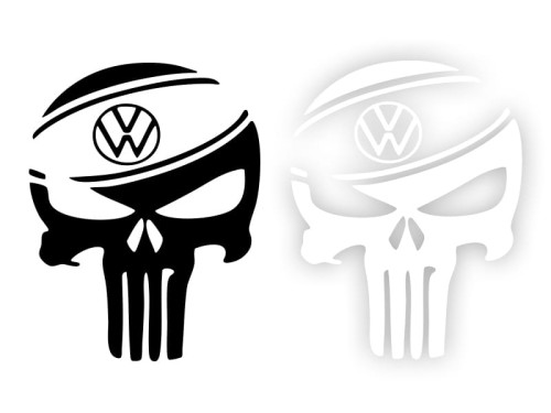 VW PUNISHER CZASZKA - Naklejka na samochód na auto KOLOR