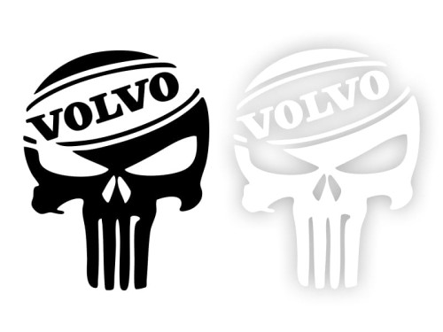 VOLVO PUNISHER CZASZKA - Naklejka na samochód na auto KOLOR