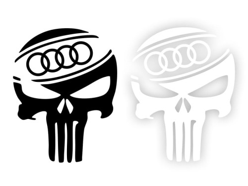 PUNISHER CZASZKA Logo AUDI - Naklejka na samochód na auto KOLOR