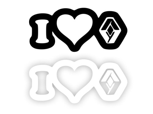 I LOVE RENAULT Logo - Naklejka na samochód na auto KOLOR