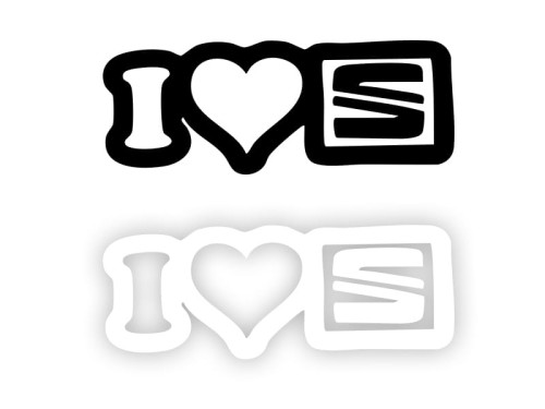 I LOVE SEAT Logo - Naklejka na samochód na auto KOLOR
