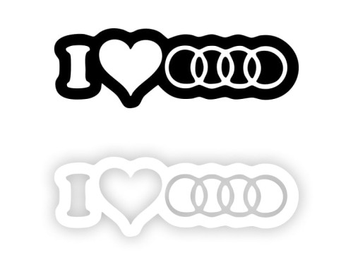 I LOVE AUDI Logo - Naklejka na samochód na auto KOLOR