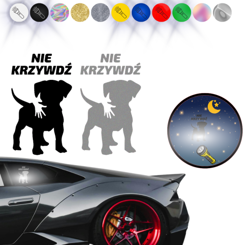 Naklejka NIE KRZYWDŹ na samochód na auto ODBLASKOWA