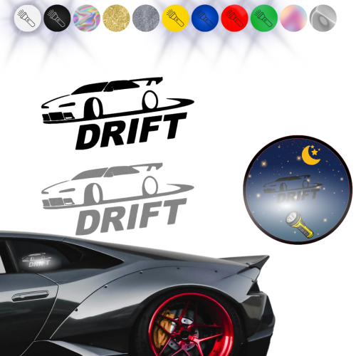 Naklejka DRIFT W02 na samochód na auto - ODBLASKOWA