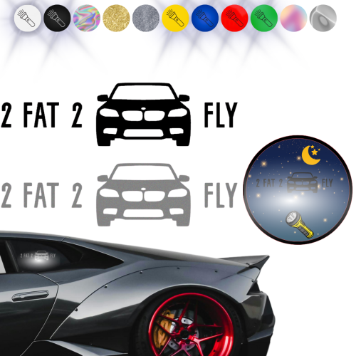 Naklejka 2FAT2FLY na samochód na auto ODBLASKOWA