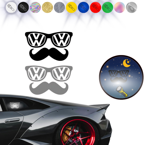 Naklejka WĄS VW na samochód na auto ODBLASKOWA