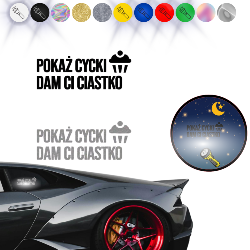 Naklejka Pokaż Cycki na samochód na auto ODBLASKOWA