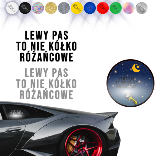Naklejka LEWY PAS - na samochód na auto ODBLASKOWA