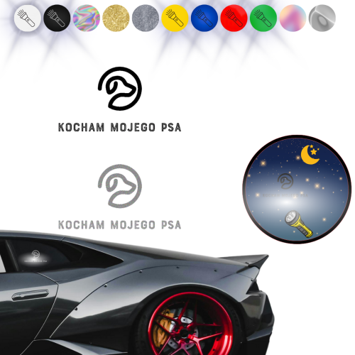 KOCHAM MOJEGO PSA W04 - Naklejka na samochód na auto ODBLASKOWA