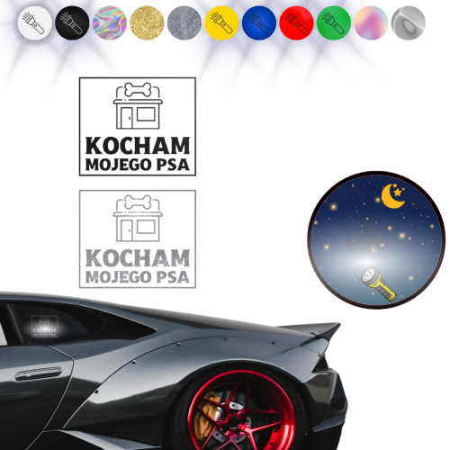 Kocham Mojego Psa DOM Z KOŚCIĄ W02 - Naklejka na samochód na auto ODBLASKOWA