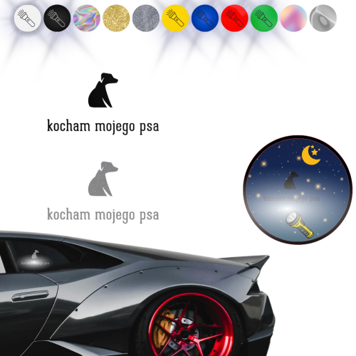 KOCHAM MOJEGO PSA W02 - Naklejka na samochód na auto ODBLASKOWA