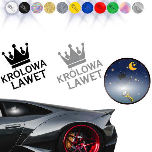KRÓLOWA LAWET - Naklejka na samochód na auto - ODBLASKOWA