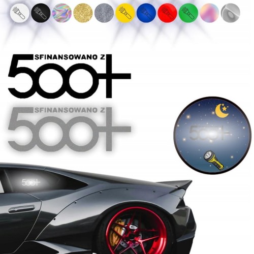 NIE SFINANSOWANO Z 500+ - Naklejka na samochód na auto - ODBLASKOWA