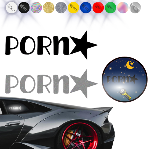 Porn STAR  - Naklejka na samochód na auto - ODBLASKOWA