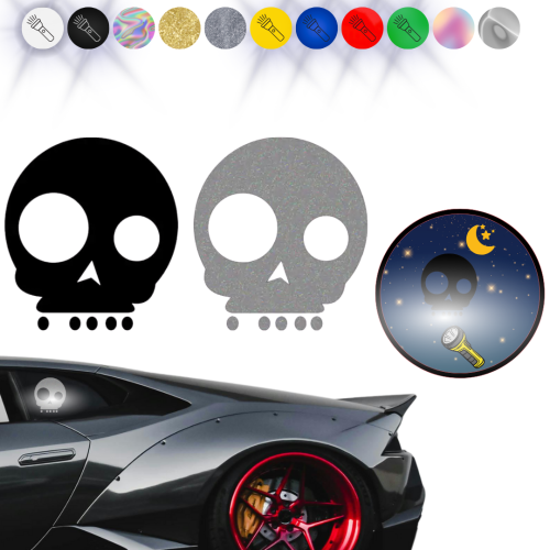 CZASZKA W01- Naklejka na samochód na auto - ODBLASKOWA 