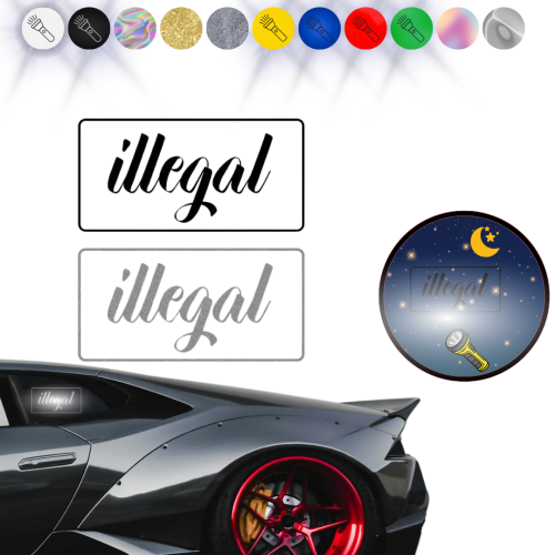 illegal W02 - Naklejka na samochód na auto - ODBLASKOWA 