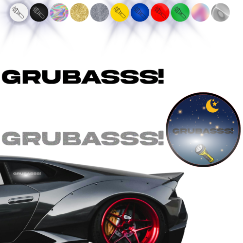 GRUBASSS! - Naklejka na samochód na auto - ODBLASKOWA 