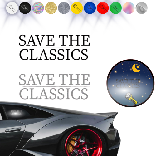 SAVE THE CLASSICS  - Naklejka na samochód na auto - ODBLASKOWA 